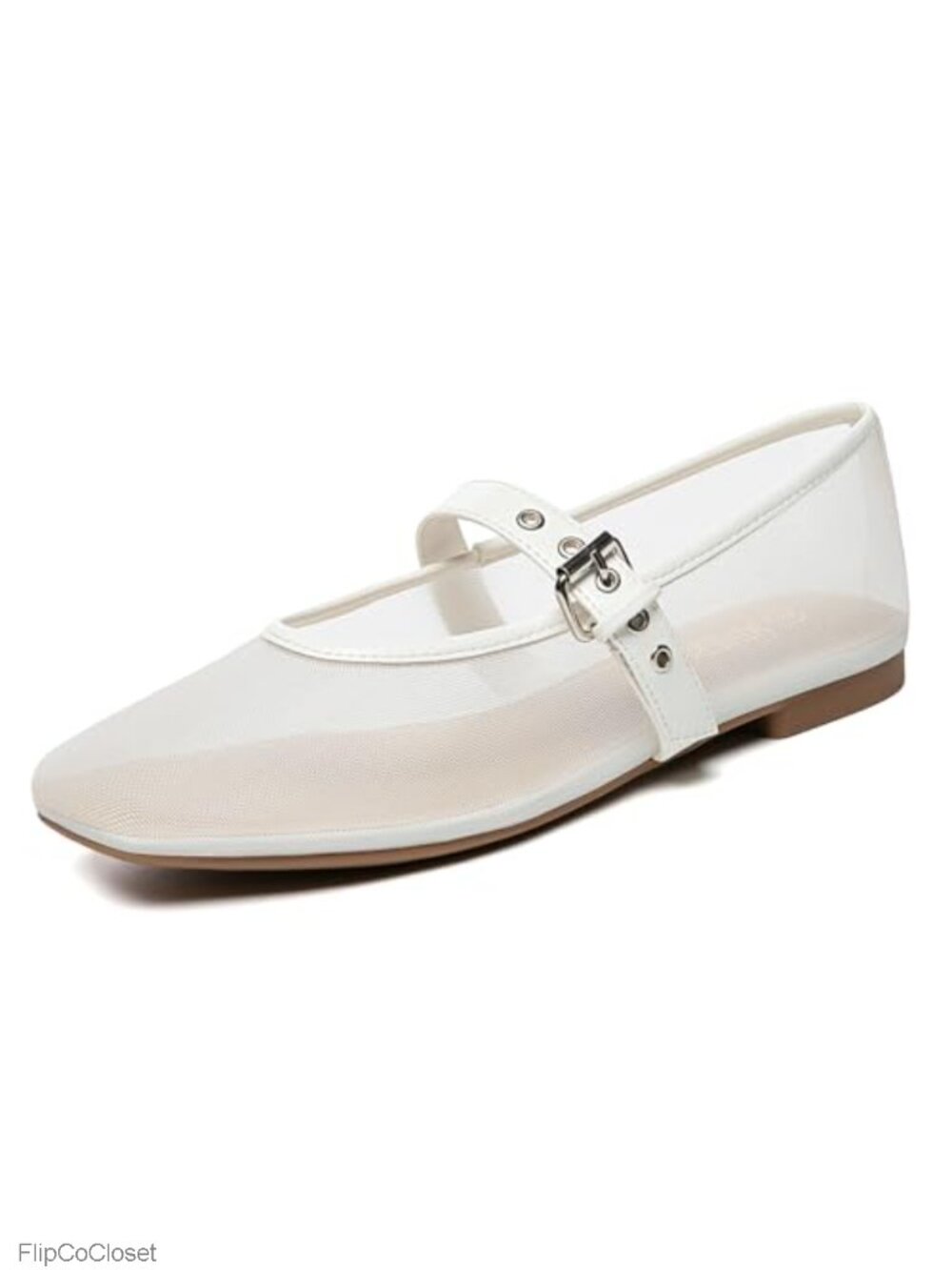 Mesh Ballet Flats Square Toe Mary Jane Ballerina Shoes